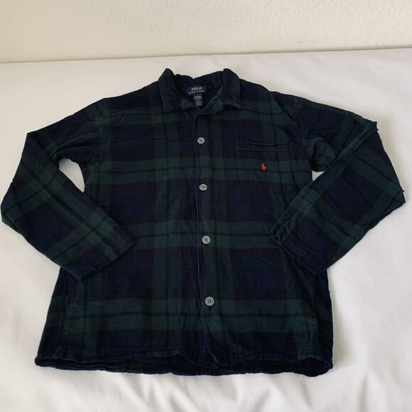 Polo Ralph Lauren Flannel Pajama Top Men M Tartan Plaid Button Holiday Christmas - Picture 1 of 7